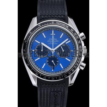 Replica Omega Speedmaster Black Rubber Strap Blue Dial  622043