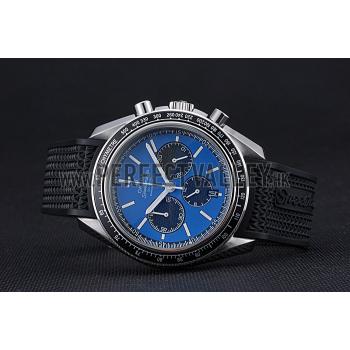 Replica Omega Speedmaster Black Rubber Strap Blue Dial  622043