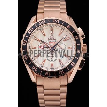 Replica Omega Seamaster Aqua Terra Chrono GMT Ivory Dial Gold Bracelet  622533