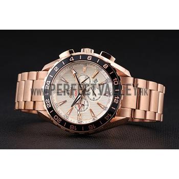 Replica Omega Seamaster Aqua Terra Chrono GMT Ivory Dial Gold Bracelet  622533