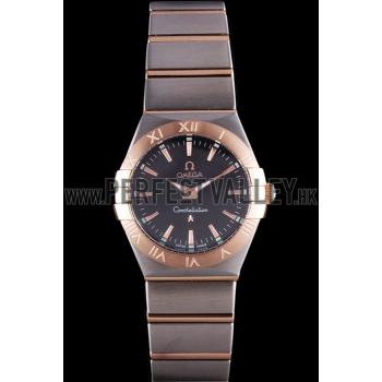 Omega Constellation Rose Gold Bezel Two Tone Band som100  621480