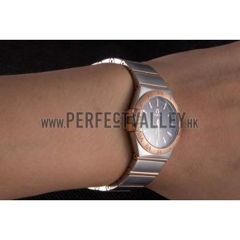 Omega Constellation Rose Gold Bezel Two Tone Band som100  621480