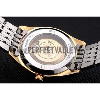 Omega Tresor Master Co-Axial White Dial Gold Case Two Tone Stainless Steel Bracelet