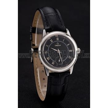 Omega De Ville Prestige Small Seconds Black Dial Stainless Steel Case Black Leather Strap