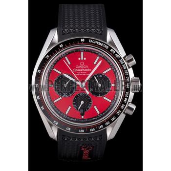 Omega Speedmaster Black Rubber Bracelet Red Dial 801421 Replica