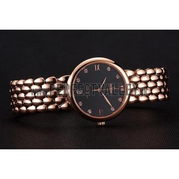 Omega De Ville Prestige Black Dial With Diamonds Rose Gold Case And Bracelet