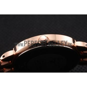 Omega De Ville Prestige Black Dial With Diamonds Rose Gold Case And Bracelet