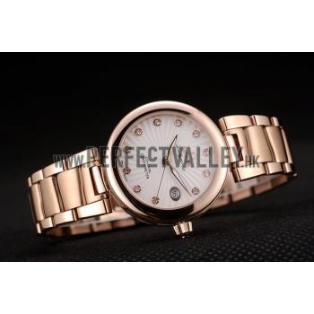 Omega DeVille Ladymatic Rose Gold Stainless Steel Strap White Dial