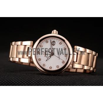 Omega DeVille Ladymatic Rose Gold Stainless Steel Strap White Dial