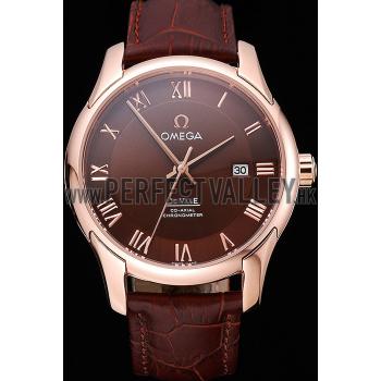 Omega DeVille Brown Dial Gold Case Brown Leather Strap  622831