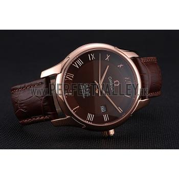 Omega DeVille Brown Dial Gold Case Brown Leather Strap  622831