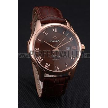 Omega DeVille Brown Dial Gold Case Brown Leather Strap  622831