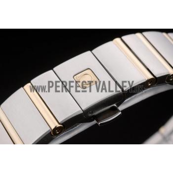 Swiss Lady Omega Constellation Stainless Steel Bracelet Golden Dial 80292