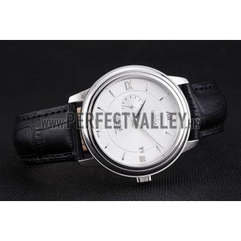 Cheap Omega De Ville Prstige Co-Axial White Dial Silver Case Black Leather Strap Roman Numeral