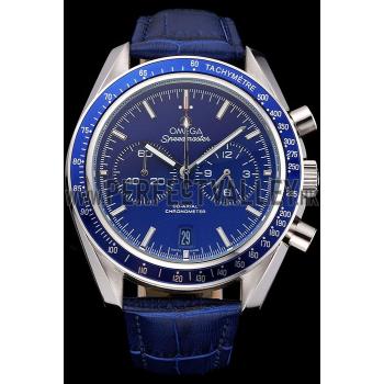 Omega Speedmaster Blue Dial Stainless Steel Case Blue Leather Strap  622808