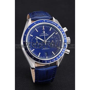 Omega Speedmaster Blue Dial Stainless Steel Case Blue Leather Strap  622808