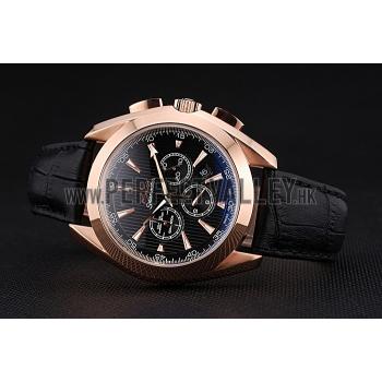 Omega Seamaster Aqua Terra Chronograph Black Dial Gold Case Black Leather Bracelet   622532