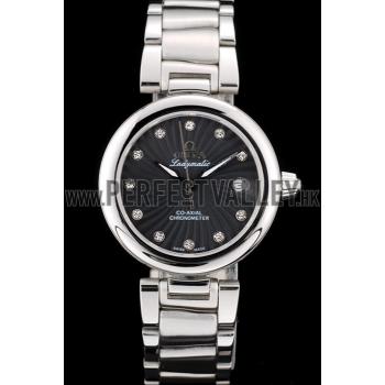 Omega DeVille Ladymatic Stainless Steel Strap Black Dial