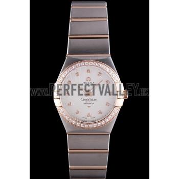 Omega Constellation Rose Gold Diamond Bezel Two Tone Band  621487