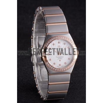 Omega Constellation Rose Gold Diamond Bezel Two Tone Band  621487