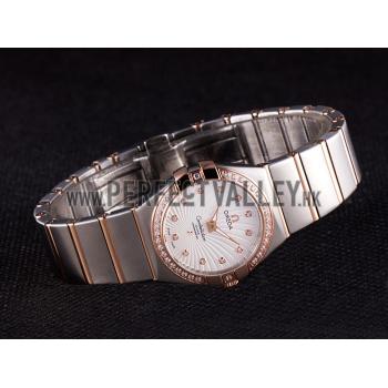 Omega Constellation Rose Gold Diamond Bezel Two Tone Band  621487