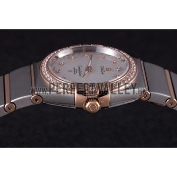 Omega Constellation Rose Gold Diamond Bezel Two Tone Band  621487