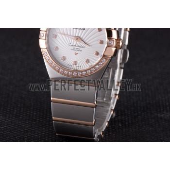 Omega Constellation Rose Gold Diamond Bezel Two Tone Band  621487