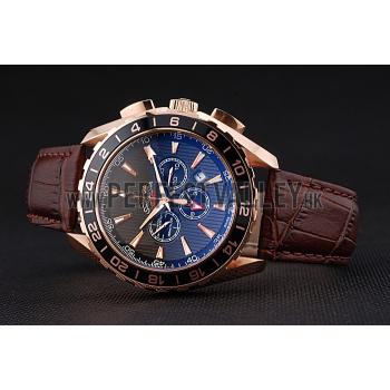 Omega Seamaster Aqua Terra Chrono GMT Teak-Grey Dial Brown Leather Bracelet  622536