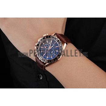 Omega Seamaster Aqua Terra Chrono GMT Teak-Grey Dial Brown Leather Bracelet  622536