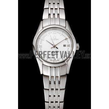 Omega De Ville Ladies White Dial Silver Numerals Stainless Steel Case And Bracelet 1453794 Replica