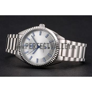 Omega Globemaster Silver Dial Blue Hands Stainless Steel Case And Bracelet