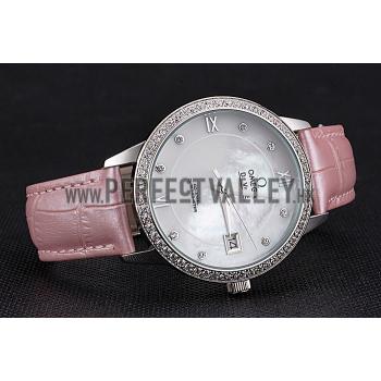 Cheap Omega DeVille Prestige Co-Axial Diamond Silver Case Mother-Of-Pearl Dial Pink Leather Strap