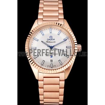 Omega Globemaster White Dial Rose Gold Case And Bracelet