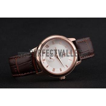 Omega DeVille Prestige Small Seconds White Dial Gold Case Brown Leather Bracelet  622603