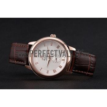 Omega DeVille Prestige Small Seconds White Dial Gold Case Brown Leather Bracelet  622603