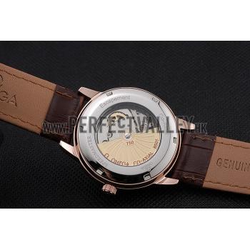 Omega DeVille Prestige Small Seconds White Dial Gold Case Brown Leather Bracelet  622603