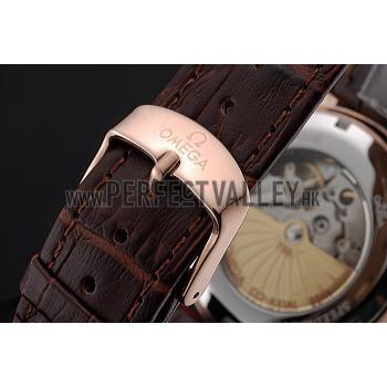 Omega DeVille Prestige Small Seconds White Dial Gold Case Brown Leather Bracelet  622603