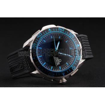 Omega Speedmaster Skywalker X-33 Black Dial Blue On Black Bezel Stainless Steel Black Rubber Strap Replica