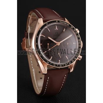 Cheap Swiss Omega Speedmaster Professional Brown Dial Gold Case Brown Leather Bracelet 1453939