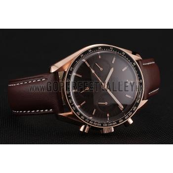 Cheap Swiss Omega Speedmaster Professional Brown Dial Gold Case Brown Leather Bracelet 1453939