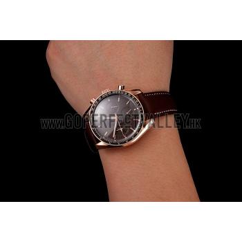 Cheap Swiss Omega Speedmaster Professional Brown Dial Gold Case Brown Leather Bracelet 1453939