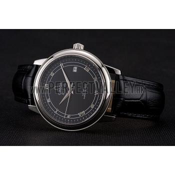 Omega De Ville Prestige Black Dial Stainless Steel Case Black Leather Strap