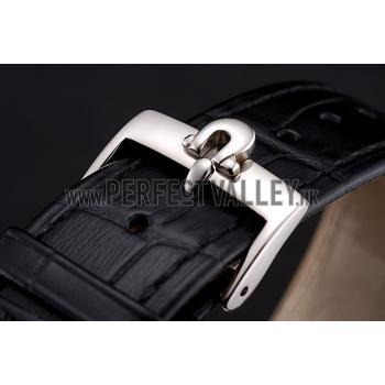 Omega De Ville Prestige Black Dial Stainless Steel Case Black Leather Strap