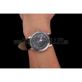 Omega De Ville Prestige Black Dial Stainless Steel Case Black Leather Strap