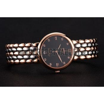 Omega De Ville Prestige Dark Grey Dial With Diamonds Rose Gold Case Two Tone Bracelet