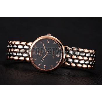 Omega De Ville Prestige Dark Grey Dial With Diamonds Rose Gold Case Two Tone Bracelet