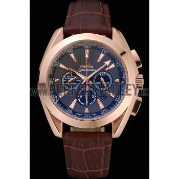 Omega Seamaster Aqua Terra Chronograph Teak-Black Dial Brown Leather Bracelet   622531