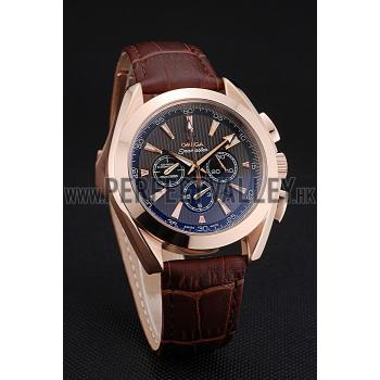 Omega Seamaster Aqua Terra Chronograph Teak-Black Dial Brown Leather Bracelet   622531