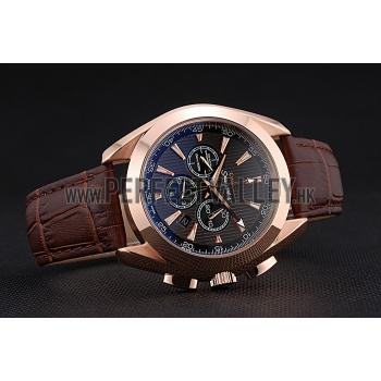 Omega Seamaster Aqua Terra Chronograph Teak-Black Dial Brown Leather Bracelet   622531