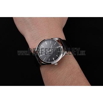 Omega Tresor Master Co-Axial Black Dial Stainless Steel Case Black Leather Strap Replica